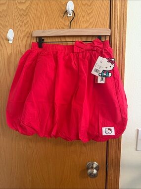 Hello Kitty Bright Red Bubble Skirt with Bow Accent